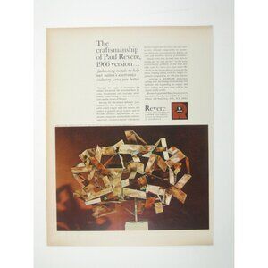 Vintage 1966 Paul Revere Aluminum Sculpture Print Ad Jordan Steckel MCM Modern